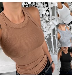 Ladies tank tops Casual Sleeveless New Fashion Women's Clothing Ribbed O Neck Solid Tank Top Solid Soft Cozy Shirt Femal $21....