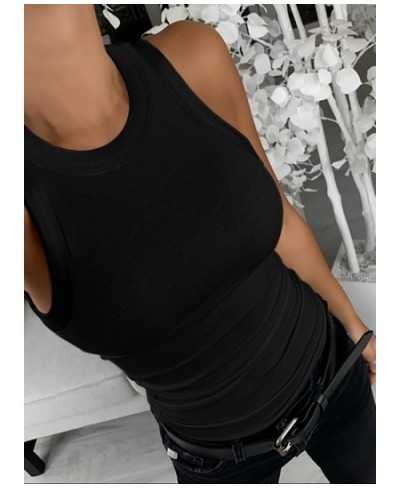 Ladies tank tops Casual Sleeveless New Fashion Women's Clothing Ribbed O Neck Solid Tank Top Solid Soft Cozy Shirt Femal $21....