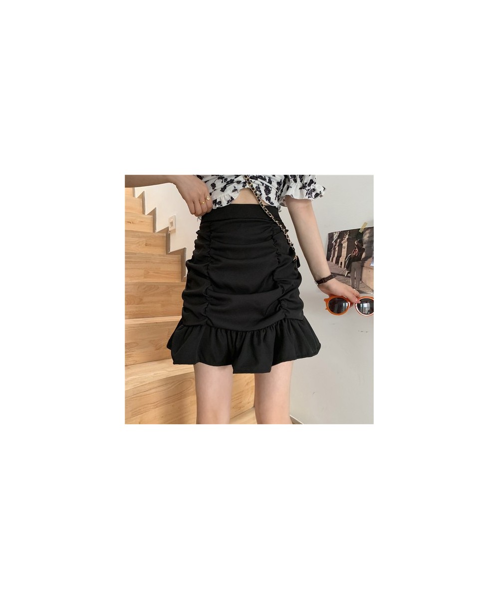 French Elegant Skirts Solid Color Ruffles Pleated High Waist Mini Skirt Summer All Match Female Slim Fashion Chic Women Cloth...