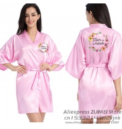 Team Bride La Mariee Bachelorette Wedding Women Evjf Bathobe Bridal Party Robes Bridesmaid Robes Gift $25.79 - Sleepwears