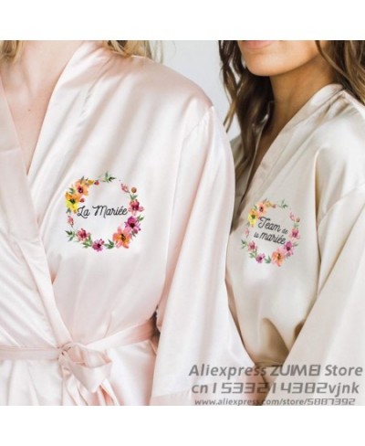 Team Bride La Mariee Bachelorette Wedding Women Evjf Bathobe Bridal Party Robes Bridesmaid Robes Gift $25.79 - Sleepwears