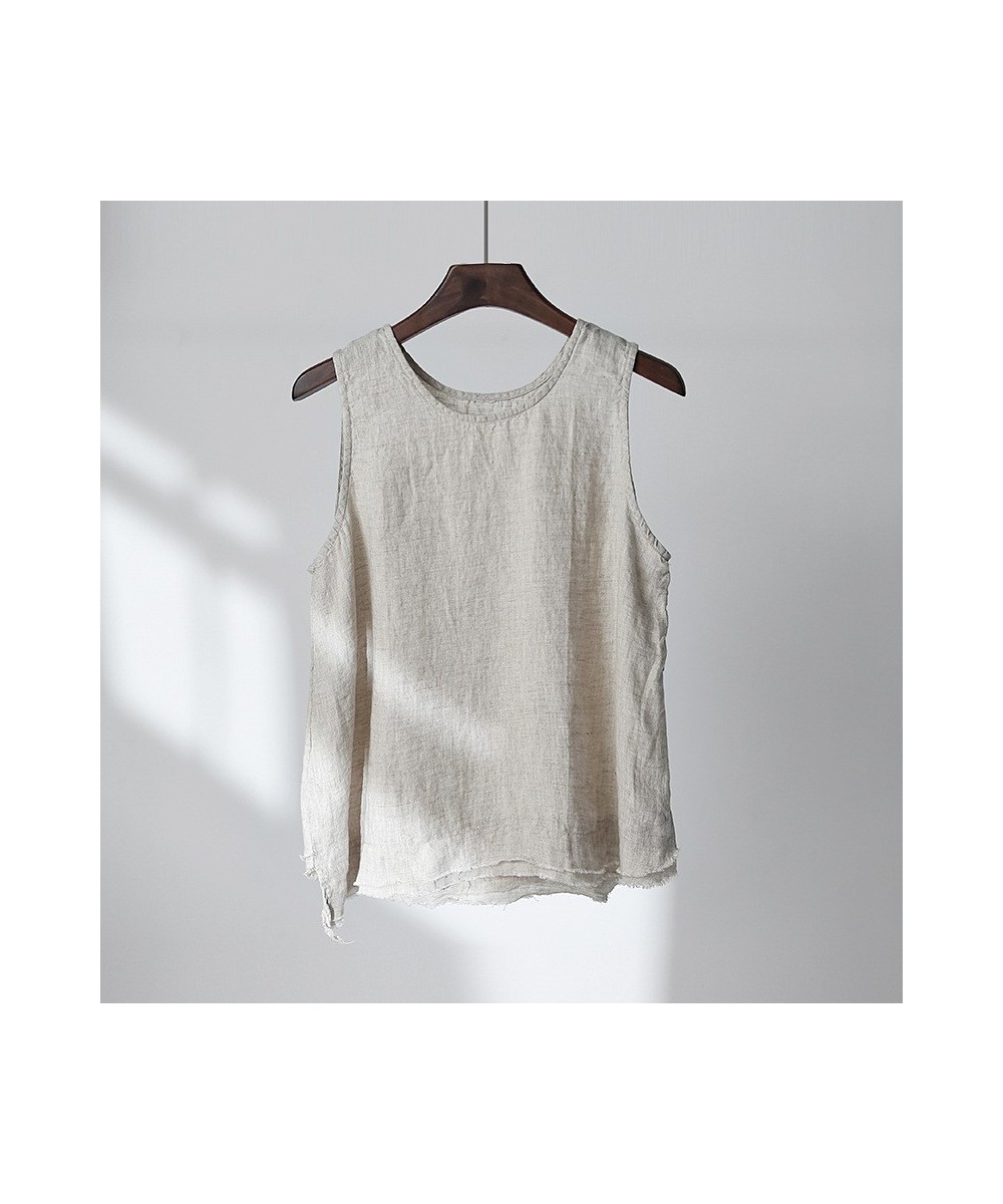 Women Vintage Cotton Linen Tanks 2023 Summer New O-Neck Sleeveless Patchwork Solid Color Women Casual Loose Tanks Tops $34.26...