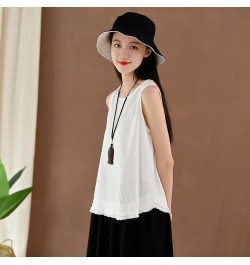 Women Vintage Cotton Linen Tanks 2023 Summer New O-Neck Sleeveless Patchwork Solid Color Women Casual Loose Tanks Tops $34.26...