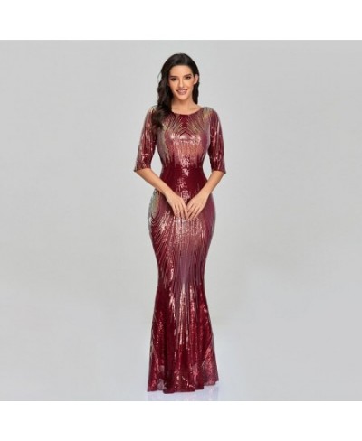 Autumn Spring Women New Fashion Half Sleeve Sequined Evening Party Mermaid Long Maxi dress elegant vestido $98.10 - Dresses