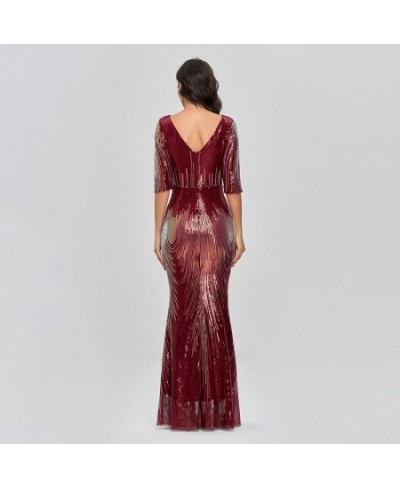 Autumn Spring Women New Fashion Half Sleeve Sequined Evening Party Mermaid Long Maxi dress elegant vestido $98.10 - Dresses