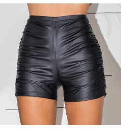 Sexy Womens Shorts Elastic High Waist Wet Look Faux PU Leather Short Pants Latex Hot Goth Shorts Pole Dance Clubwear Mini $25...