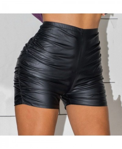 Sexy Womens Shorts Elastic High Waist Wet Look Faux PU Leather Short Pants Latex Hot Goth Shorts Pole Dance Clubwear Mini $25...