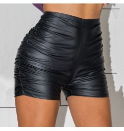 Sexy Womens Shorts Elastic High Waist Wet Look Faux PU Leather Short Pants Latex Hot Goth Shorts Pole Dance Clubwear Mini $25...