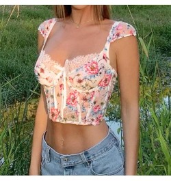 Summer New Women's 2022 Holiday Style Lace Mesh V-neck Bow Top Crop Tops Fashion Clothing Tank Top Women Corset Top Tank Top ...