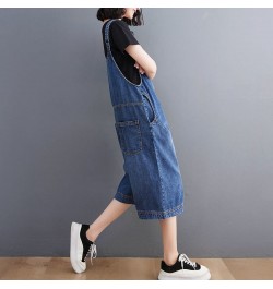 Women's Strap Jumpsuit Washed Blue Pockets Loose Wide-leg Denim Jumpsuits Daily Casual Streetwear Plus Size Womens Clothing $...