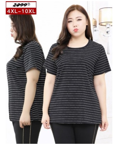 Women plus size clothing 5xl 6xl 7xl blusas plus size mujer 150kg plus size women tops and bloues striped T-shirt SZ067 $44.9...