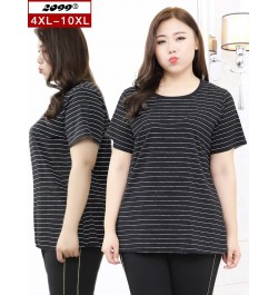 Women plus size clothing 5xl 6xl 7xl blusas plus size mujer 150kg plus size women tops and bloues striped T-shirt SZ067 $44.9...