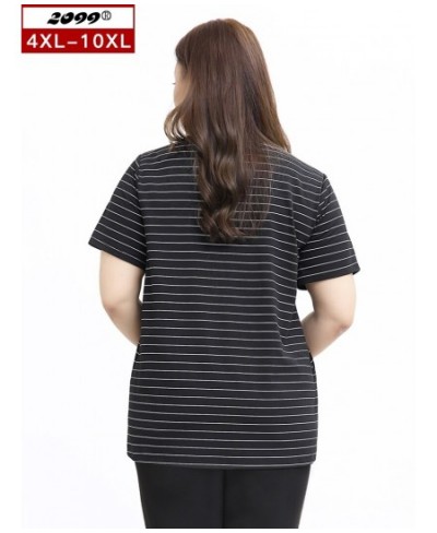 Women plus size clothing 5xl 6xl 7xl blusas plus size mujer 150kg plus size women tops and bloues striped T-shirt SZ067 $44.9...