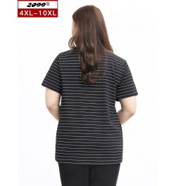 Women plus size clothing 5xl 6xl 7xl blusas plus size mujer 150kg plus size women tops and bloues striped T-shirt SZ067 $44.9...