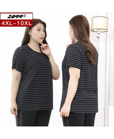 Women plus size clothing 5xl 6xl 7xl blusas plus size mujer 150kg plus size women tops and bloues striped T-shirt SZ067 $44.9...