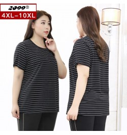 Women plus size clothing 5xl 6xl 7xl blusas plus size mujer 150kg plus size women tops and bloues striped T-shirt SZ067 $44.9...