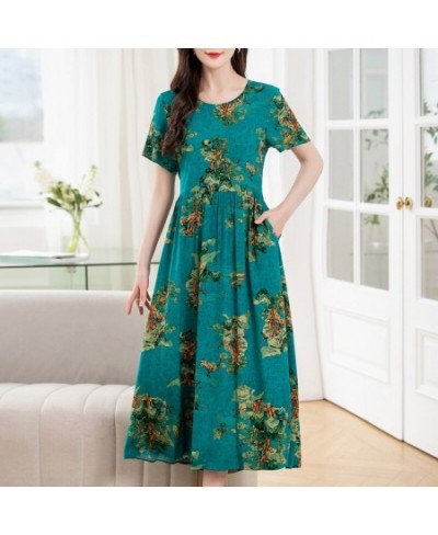 New Casual 2023 Vintage long Summer Dress Plus Size Dresses Vestido Print Short Sleeve O-neck Cotton Women Clothing $31.43 - ...