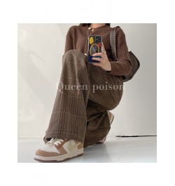 Vintage Classic Plaid Design Women Trousers 2022 Autumn Winter High Waist Loose Wide Leg Lady Pants Straight Mopping Streetwe...