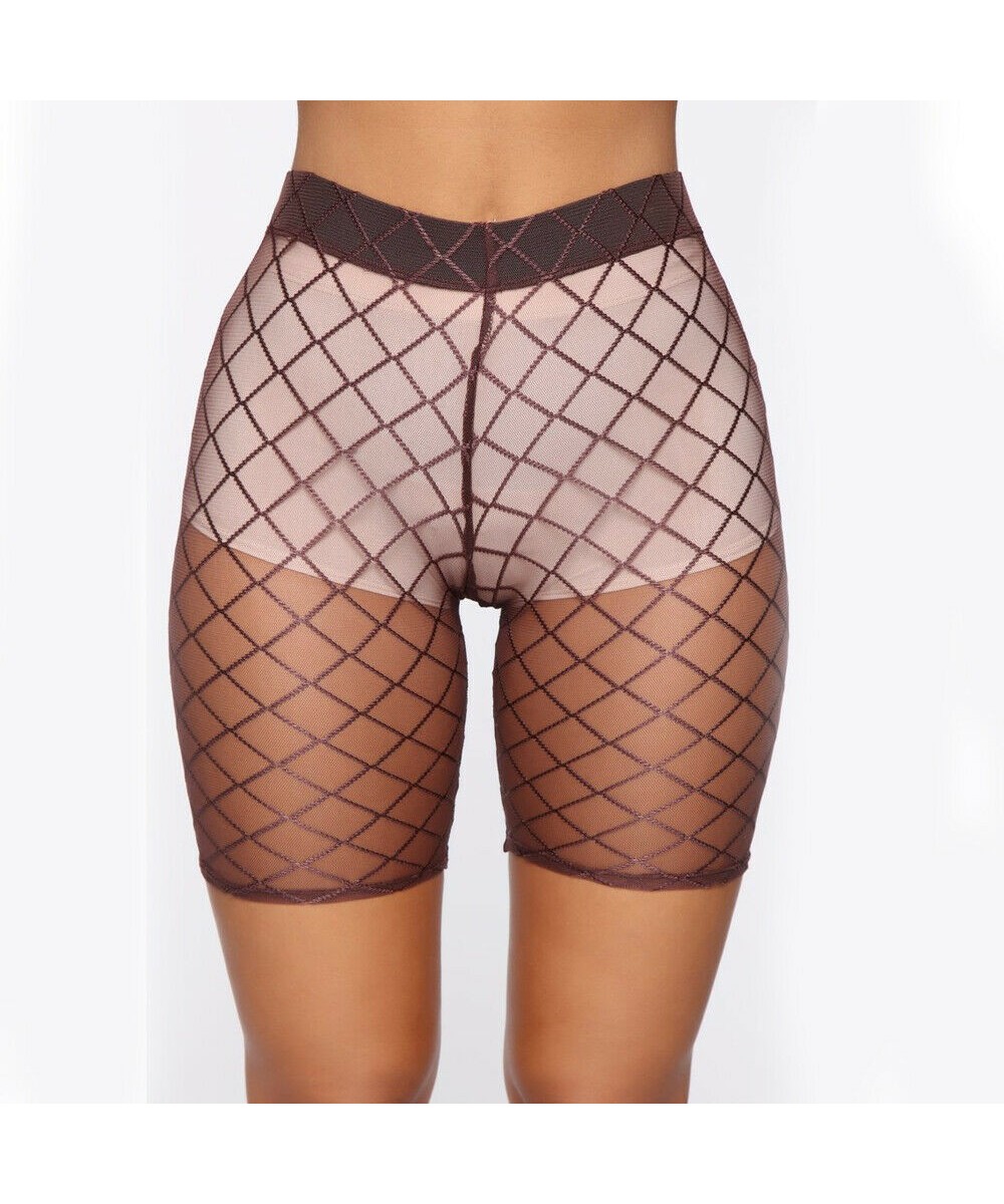 Fashion Women Hot Shorts 2023 Summer See Through Mesh Fishnet Short Mujer Hollow Out Slim Elastic Perspective Bottoms Shorts ...