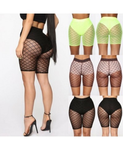 Fashion Women Hot Shorts 2023 Summer See Through Mesh Fishnet Short Mujer Hollow Out Slim Elastic Perspective Bottoms Shorts ...