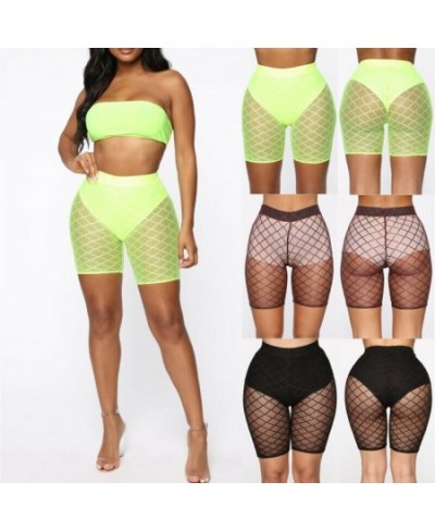 Fashion Women Hot Shorts 2023 Summer See Through Mesh Fishnet Short Mujer Hollow Out Slim Elastic Perspective Bottoms Shorts ...