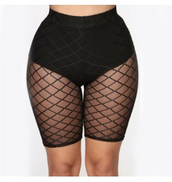 Fashion Women Hot Shorts 2023 Summer See Through Mesh Fishnet Short Mujer Hollow Out Slim Elastic Perspective Bottoms Shorts ...