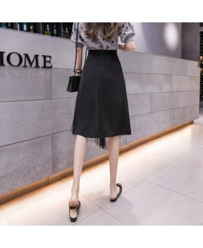 2023 New Spring Summer Women High Waist Slim Midi Long Skirt Fashion Pleated Mesh Patchwork Asymmetrical Skirt $41.94 - Skirts