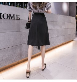 2023 New Spring Summer Women High Waist Slim Midi Long Skirt Fashion Pleated Mesh Patchwork Asymmetrical Skirt $41.94 - Skirts