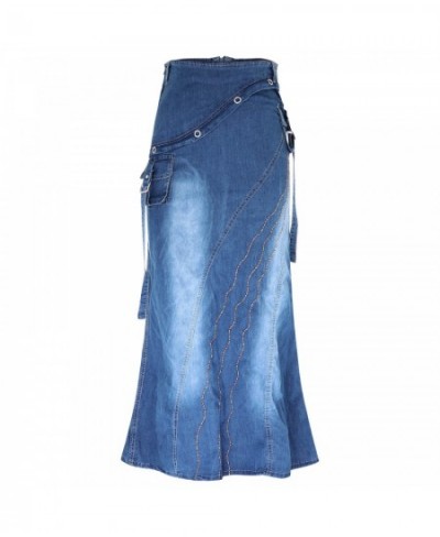2022 Summer Women's Sexy Denim Long Skirt Women's High Waist Zipper Long Denim Skirt With Pockets Plus Size Jean Skirt $55.13...