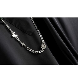 Spring Hip Hop Asymmetric Chain Ornaments Cargo Pants Streetwear Hip Hop Long-sleeved Shirt Unisex Black Top 2 Piece Suit $33...