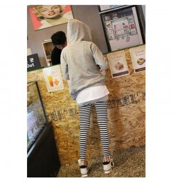 Women Ankle Length Skinny Leggings Black White Horizontal Striped Pants $21.80 - Bottoms