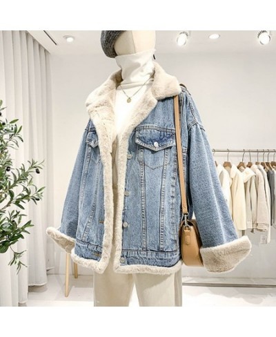 Denim Jackets For Women 2022 Korean Fashion Thick Warm Coat Winter Both Sides Wear Loose Jean Coats Female Clothes Jean Outwe...