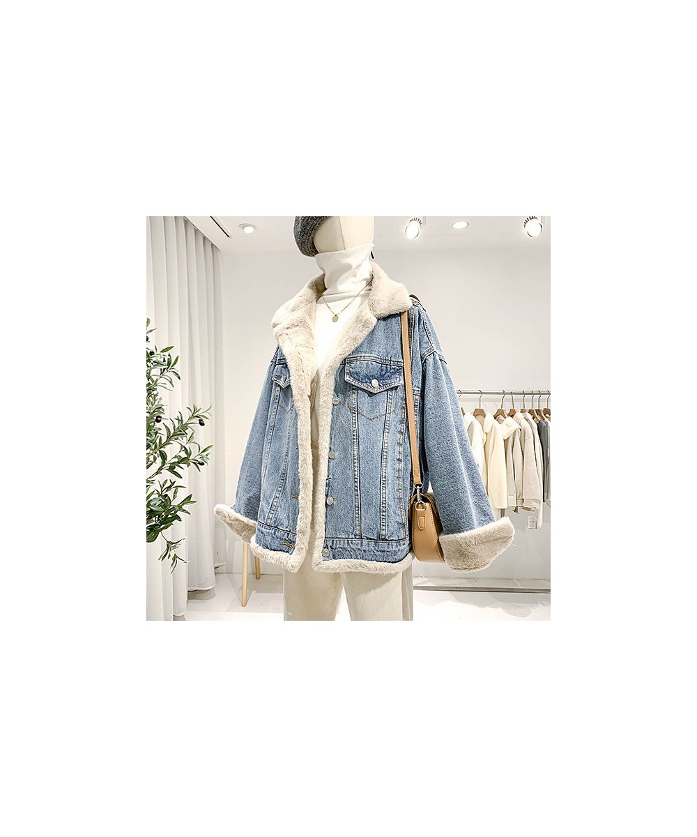 Denim Jackets For Women 2022 Korean Fashion Thick Warm Coat Winter Both Sides Wear Loose Jean Coats Female Clothes Jean Outwe...