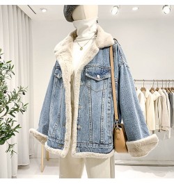 Denim Jackets For Women 2022 Korean Fashion Thick Warm Coat Winter Both Sides Wear Loose Jean Coats Female Clothes Jean Outwe...