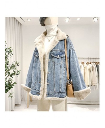 Denim Jackets For Women 2022 Korean Fashion Thick Warm Coat Winter Both Sides Wear Loose Jean Coats Female Clothes Jean Outwe...