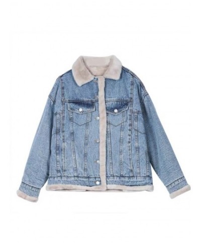 Denim Jackets For Women 2022 Korean Fashion Thick Warm Coat Winter Both Sides Wear Loose Jean Coats Female Clothes Jean Outwe...