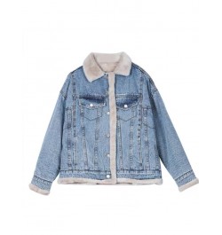 Denim Jackets For Women 2022 Korean Fashion Thick Warm Coat Winter Both Sides Wear Loose Jean Coats Female Clothes Jean Outwe...