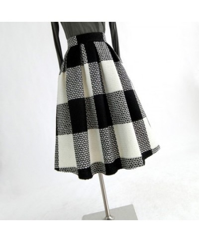 Autumn Winter Vintage 50s Plaid Thick Ball Gown Wool Skirt Women High-waisted Warm Party Umbrella Skirt $100.41 - Skirts