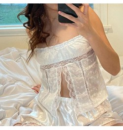 Women Sexy Y2K Fairy Grunge French Lace Trim Sleeveless Tops Square Neck Open Front Party Clubwear Cami $20.04 - Tops & Tees