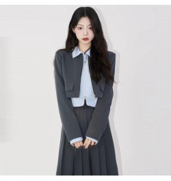 Blazers Women Korean Fashion Cropped Short Jacket High Waist Long Skirt Work Office Two-piece Set Vintage Chic Outerwear Wome...