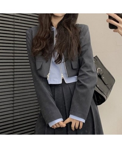 Blazers Women Korean Fashion Cropped Short Jacket High Waist Long Skirt Work Office Two-piece Set Vintage Chic Outerwear Wome...