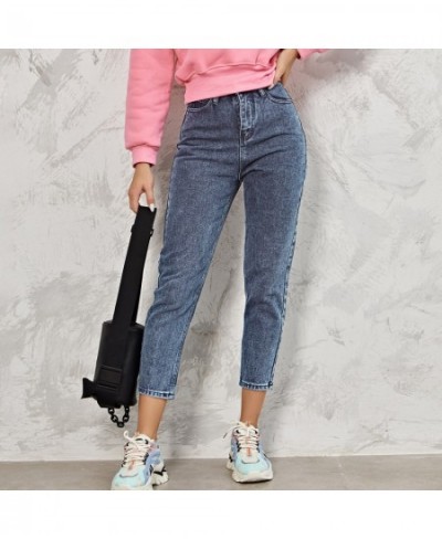 Harem Jeans Pants Fashion High Waist 100% Cotton Loose Vintage Blue Denim Pants Autumn 2023 Streetwear Jeans $51.63 - Bottoms