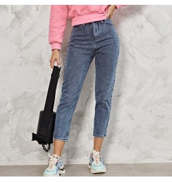 Harem Jeans Pants Fashion High Waist 100% Cotton Loose Vintage Blue Denim Pants Autumn 2023 Streetwear Jeans $51.63 - Bottoms