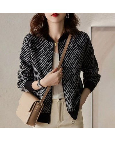 Sweater Cardigan Women's Striped Knitwear Korean Style Loose Lazy Style Korean Top Trending Sweater Jacket Autumn and Winter ...