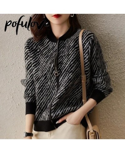 Sweater Cardigan Women's Striped Knitwear Korean Style Loose Lazy Style Korean Top Trending Sweater Jacket Autumn and Winter ...