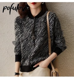 Sweater Cardigan Women's Striped Knitwear Korean Style Loose Lazy Style Korean Top Trending Sweater Jacket Autumn and Winter ...