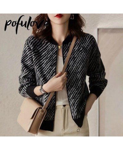 Sweater Cardigan Women's Striped Knitwear Korean Style Loose Lazy Style Korean Top Trending Sweater Jacket Autumn and Winter ...