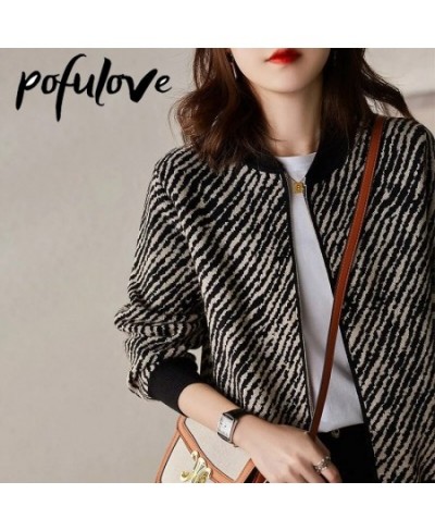 Sweater Cardigan Women's Striped Knitwear Korean Style Loose Lazy Style Korean Top Trending Sweater Jacket Autumn and Winter ...