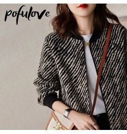 Sweater Cardigan Women's Striped Knitwear Korean Style Loose Lazy Style Korean Top Trending Sweater Jacket Autumn and Winter ...