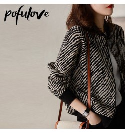 Sweater Cardigan Women's Striped Knitwear Korean Style Loose Lazy Style Korean Top Trending Sweater Jacket Autumn and Winter ...